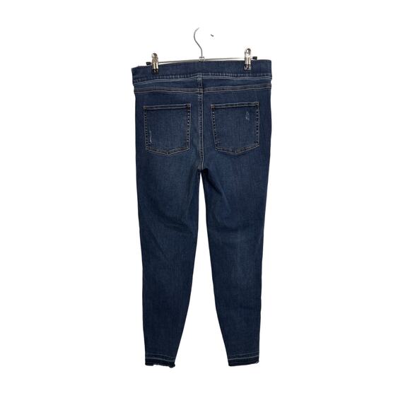 Spanx Jeans Womens Medium Dark Wash Distressed Skinny High Rise Pull On Raw Hem - Picture 2 of 5